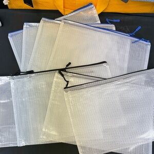 Set of Transparent Mesh Zipper Pouches 4 with blue zipper 4 with black zipper